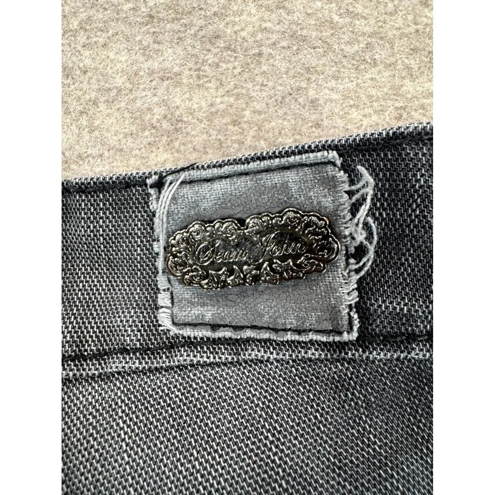 Sean John Jeans Mens 30 Gray Denim Logo Cotton Stretch Skinny Leg Distressed